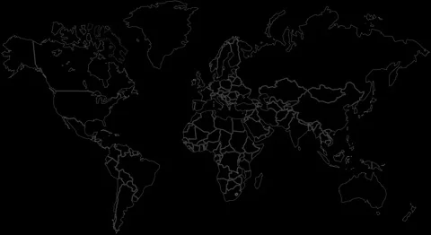Illustrated World Map with Country Borders and Black Background 스톡 동영상 341922359