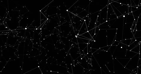 Illustrating abstract network forming triangles in digital space, with white Stock Illustration