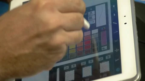 Illustrating Artistic Techniques in Digital Drawing Demonstration at Photok.. Stock Footage 309045215