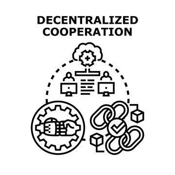 Illustrating decentralized cooperation. a collaborative network of individual Stock Illustration