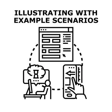 Illustrating example scenarios for user experience concept Stock Illustration