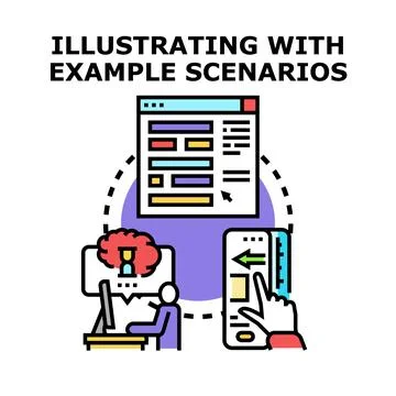 Illustrating example scenarios for user experience concept Stock Illustration