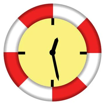 Illustrating the expression saving time lifebuoy and clock Stock Illustration
