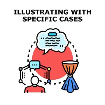 Illustrating with specific cases, analyzing information process Stock Illustration