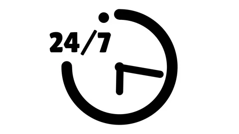 Illustration of 24/7 clock services	 Stock Footage 326705539