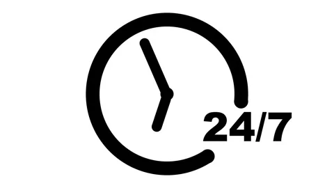 Illustration of 24/7 clock services	 Stock Footage 326705543