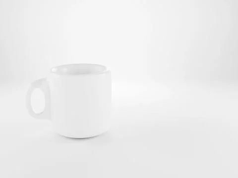 Illustration 3 D White coffee mug placed on Foto stock
