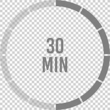 Illustration of a 30 minute timer icon displayed with a circular dial on a .. Stock Illustration