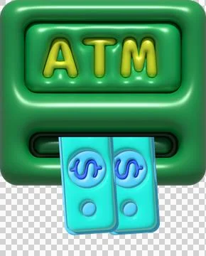 Illustration 3D ATM machine with dollars coming out 스톡 일러스트