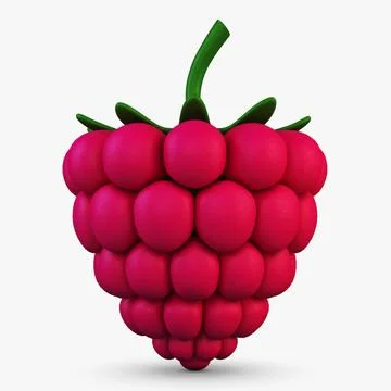 Illustration 3D Cartoon Raspberry with Vibrant Nature and Garden Design Stock Illustration