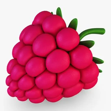 Illustration 3D Cartoon Raspberry with Vibrant Nature and Garden Design Stock Illustration