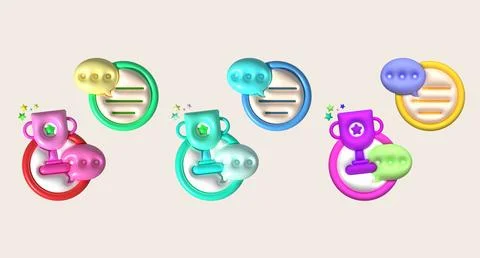 Illustration 3D Chat icon, talk about earning trophies. 스톡 일러스트