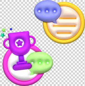 Illustration 3D Chat icon, talk about earning trophies. Ilustração Stock