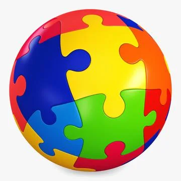 Illustration 3D Colored Sphere Puzzle 스톡 일러스트