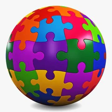 Illustration 3D Colored Sphere Puzzle Stock-Illustration