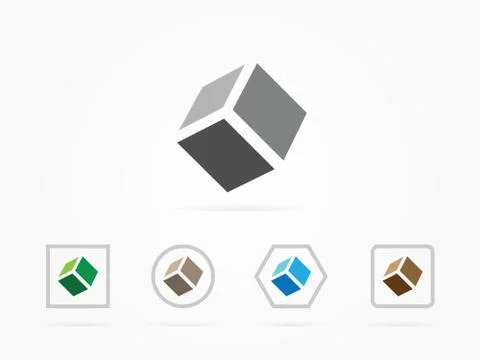 Illustration 3D Cube logo design Flat design style Stock Illustration