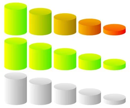 Illustration of 3d cylinders as level, progress indicators. Stock Illustration