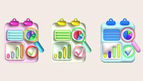 Illustration 3d data search and analysis graph chart Stock Illustration