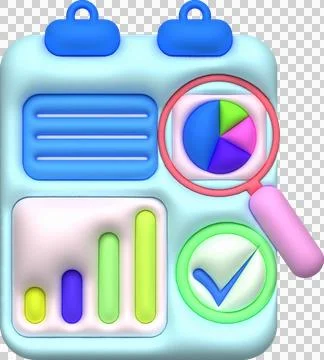 Illustration 3d data search and analysis graph chart Stock Illustration