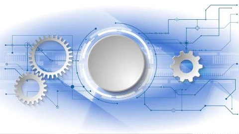 Illustration 3d design of paper circle with electrical circuit. High-tech Stock Illustration