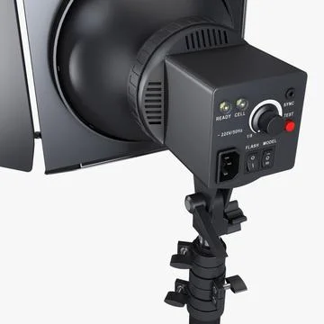 Illustration 3D Detailed Rendering of Studio Spotlight Equipment in 3D Stock Illustration