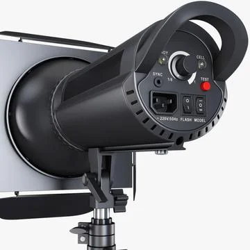 Illustration 3D Detailed Rendering of Studio Spotlight Equipment in 3D Stock-Illustration