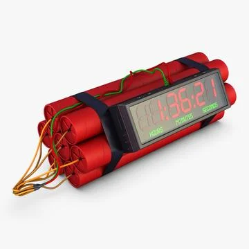 Illustration 3D Digital Dynamite Time Bomb with Electronic Timer Stock Illustration