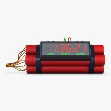 Illustration 3D Digital Dynamite Time Bomb with Electronic Timer Stock Illustration