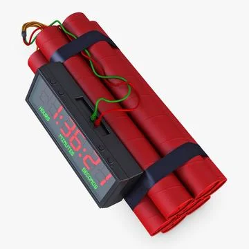 Illustration 3D Digital Dynamite Time Bomb with Electronic Timer Stock Illustration