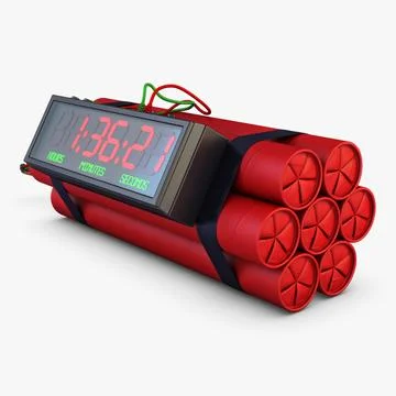 Illustration 3D Digital Dynamite Time Bomb with Electronic Timer Stock Illustration