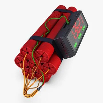 Illustration 3D Digital Dynamite Time Bomb with Electronic Timer Stock Illustration