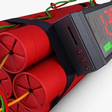 Illustration 3D Digital Dynamite Time Bomb with Electronic Timer Stock Illustration