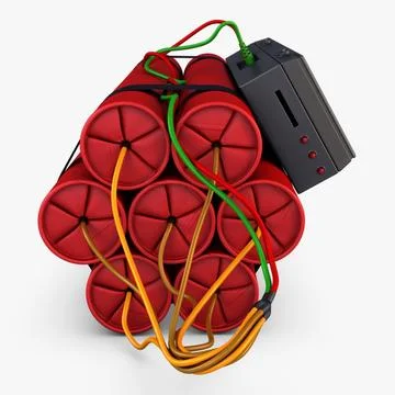 Illustration 3D Digital Dynamite Time Bomb with Electronic Timer Stock Illustration