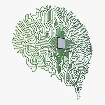 Illustration 3D Electronic Circuit Board Brain with Artificial Intelligence Stock Illustration