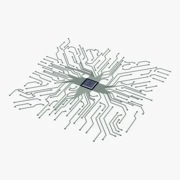 Illustration 3D Electronic Circuit Tech Elements Illustrazione stock
