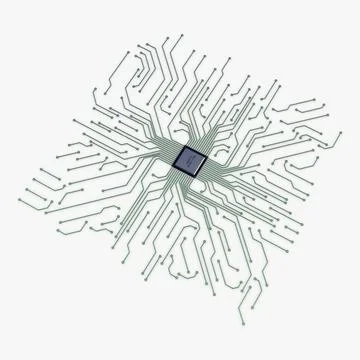 Illustration 3D Electronic Circuit Tech Elements Stock Illustration