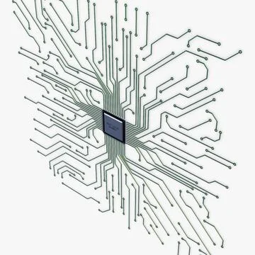 Illustration 3D Electronic Circuit Tech Elements Illustrazione stock