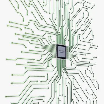 Illustration 3D Electronic Circuit Tech Elements Stock Illustration