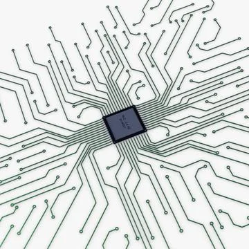 Illustration 3D Electronic Circuit Tech Elements Stock Illustration
