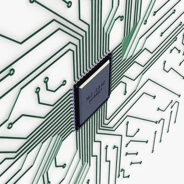 Illustration 3D Electronic Circuit Tech Elements Stock Illustration