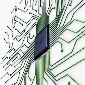 Illustration 3D Electronic Circuit Tech Elements Stock Illustration