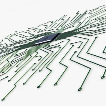 Illustration 3D Electronic Circuit Tech Elements Stockillustratie