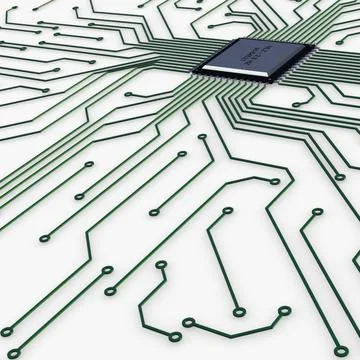 Illustration 3D Electronic Circuit Tech Elements Stockillustratie