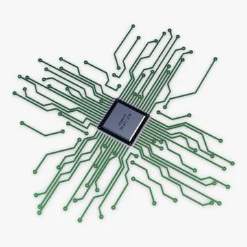 Illustration 3D Electronic Circuit Tech Elements Illustrazione stock