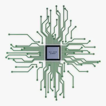 Illustration 3D Electronic Circuit Tech Elements Illustrazione stock