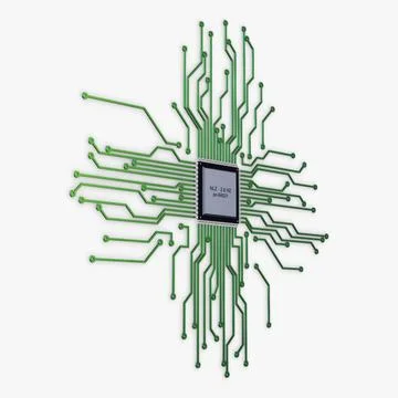Illustration 3D Electronic Circuit Tech Elements Illustrazione stock