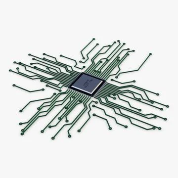 Illustration 3D Electronic Circuit Tech Elements Stock Illustration
