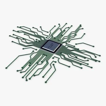 Illustration 3D Electronic Circuit Tech Elements Illustrazione stock