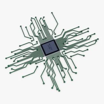 Illustration 3D Electronic Circuit Tech Elements Stock Illustration