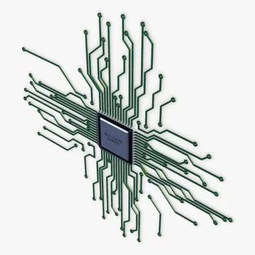 Illustration 3D Electronic Circuit Tech Elements Illustrazione stock